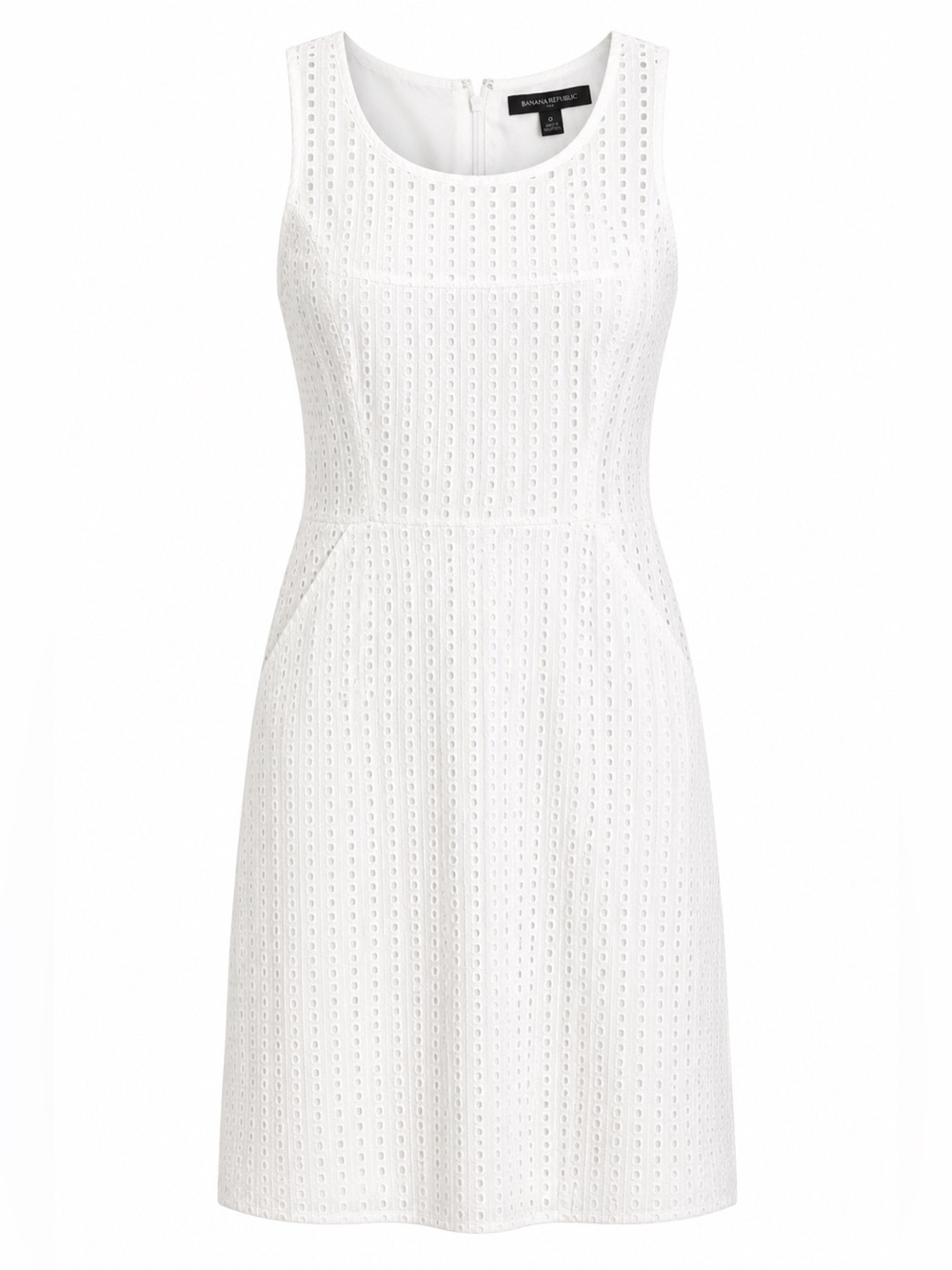 Banana Republic White Eyelet Column Sheath Dress Size 0